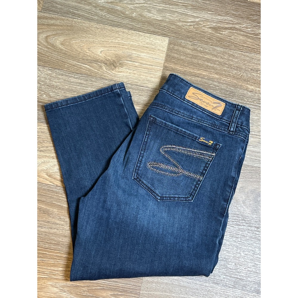 Seven7 Womens Skinny Crop Jeans Dark Wash Denim Boho Preppy Size 12